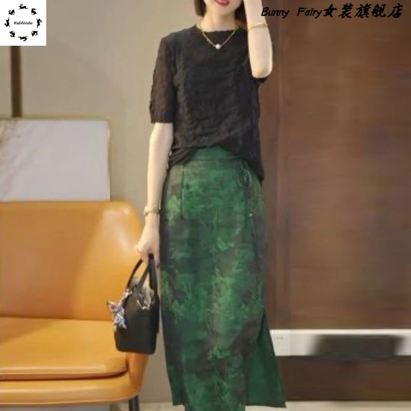 气质优雅一整套装女2025夏季新款高级感复古圆领上衣新中式半身裙