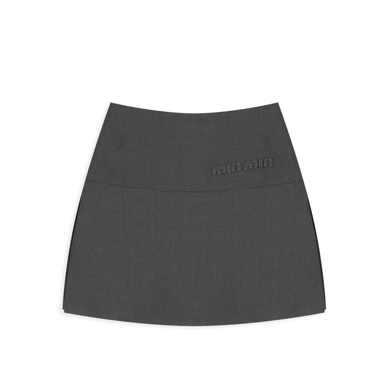 字母立体绣A字裙百搭高腰裤裙半身裙KI-1166