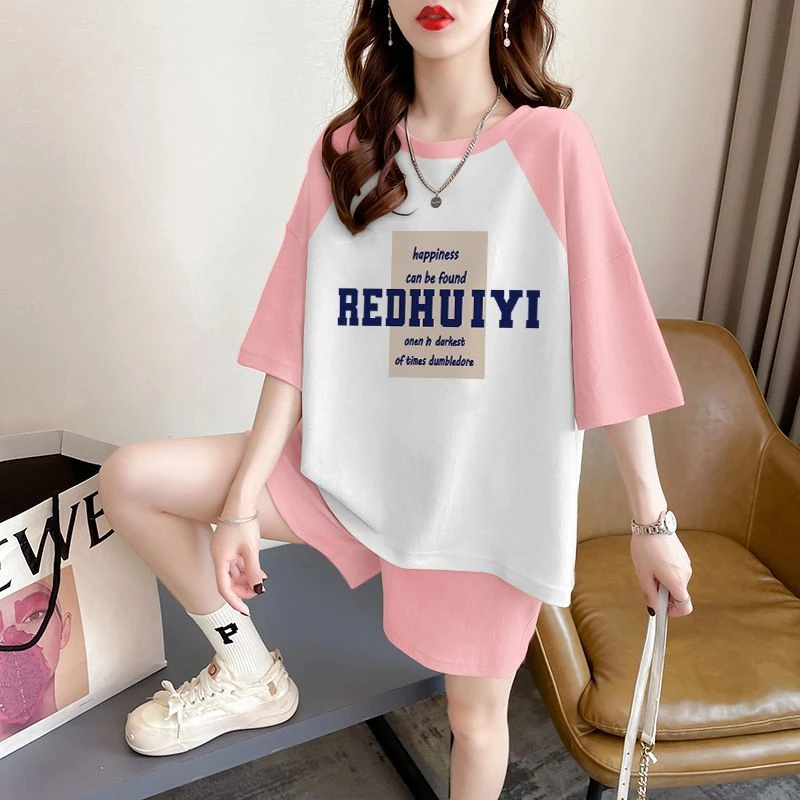 胖mm韩版大码纯棉小众运动套装女2025新款夏季短袖短裤休闲两件套