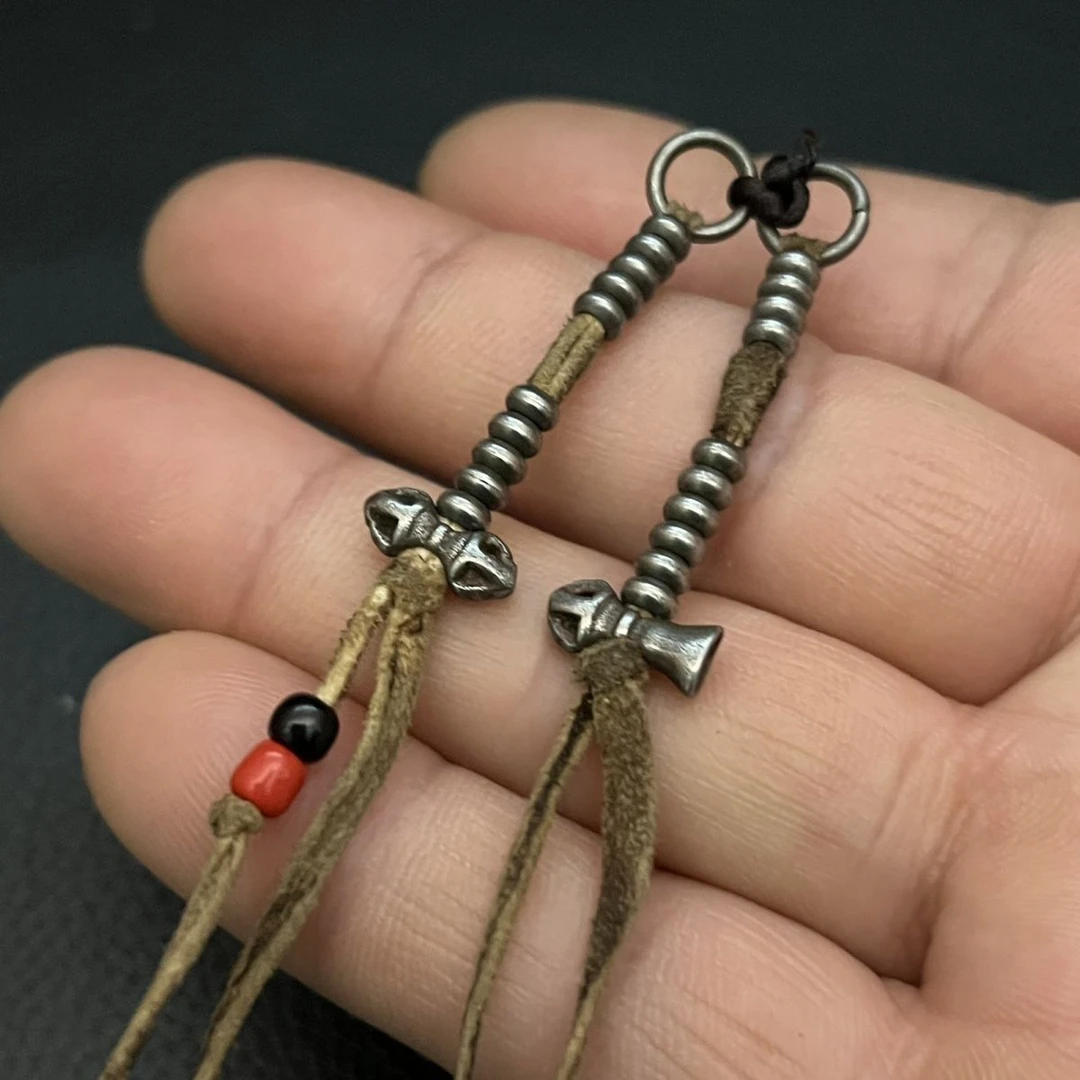 西藏手工寒铁雕刻藏式侧挂配饰diy配件文玩卡子配串