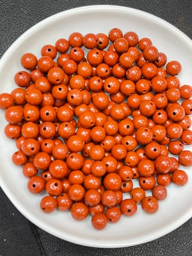 天然珠宝玉石 老南红散珠Y23  8MM 30颗（赠弹力绳）