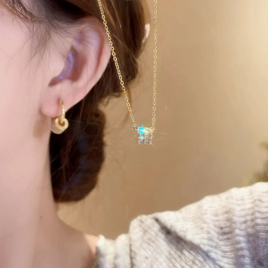 【小蛮腰】金色个性耳饰项链甜美气质复古设计感轻奢时尚ES409