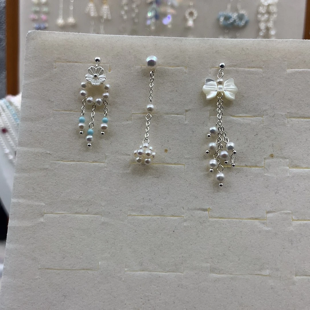 银S925镶嵌淡水珍珠耳饰