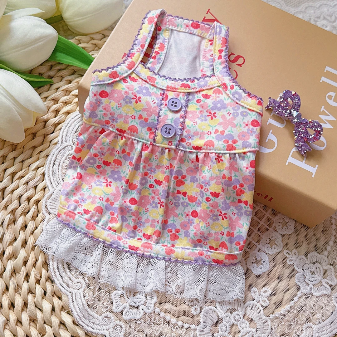 新款宠物服紫色碎花猫咪狗狗吊带裙