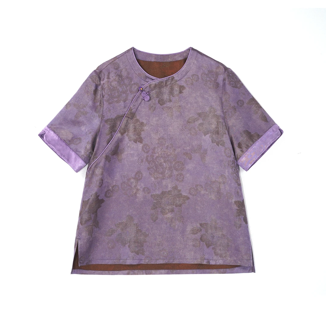 2025春夏新款宽松气质中国风复古提花中式桑蚕丝上衣BC25031403