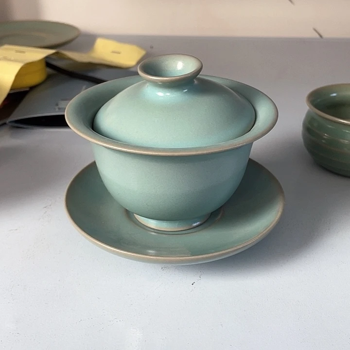 杯子天青釉 卷足盖碗