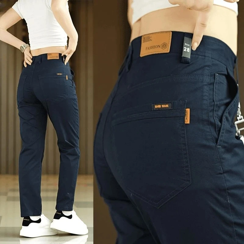 2025新款男士休闲裤秋季新款百搭弹力商务棉质透气直筒宽松长裤男