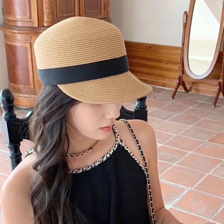 夏季百搭礼帽蝴蝶结无顶帽子遮阳帽草帽太阳帽蝴蝶结沙滩遮阳帽