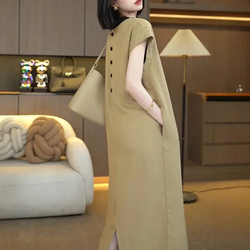 欧货设计感气质显瘦连衣裙女2025夏季新款小众慵懒风休闲百搭