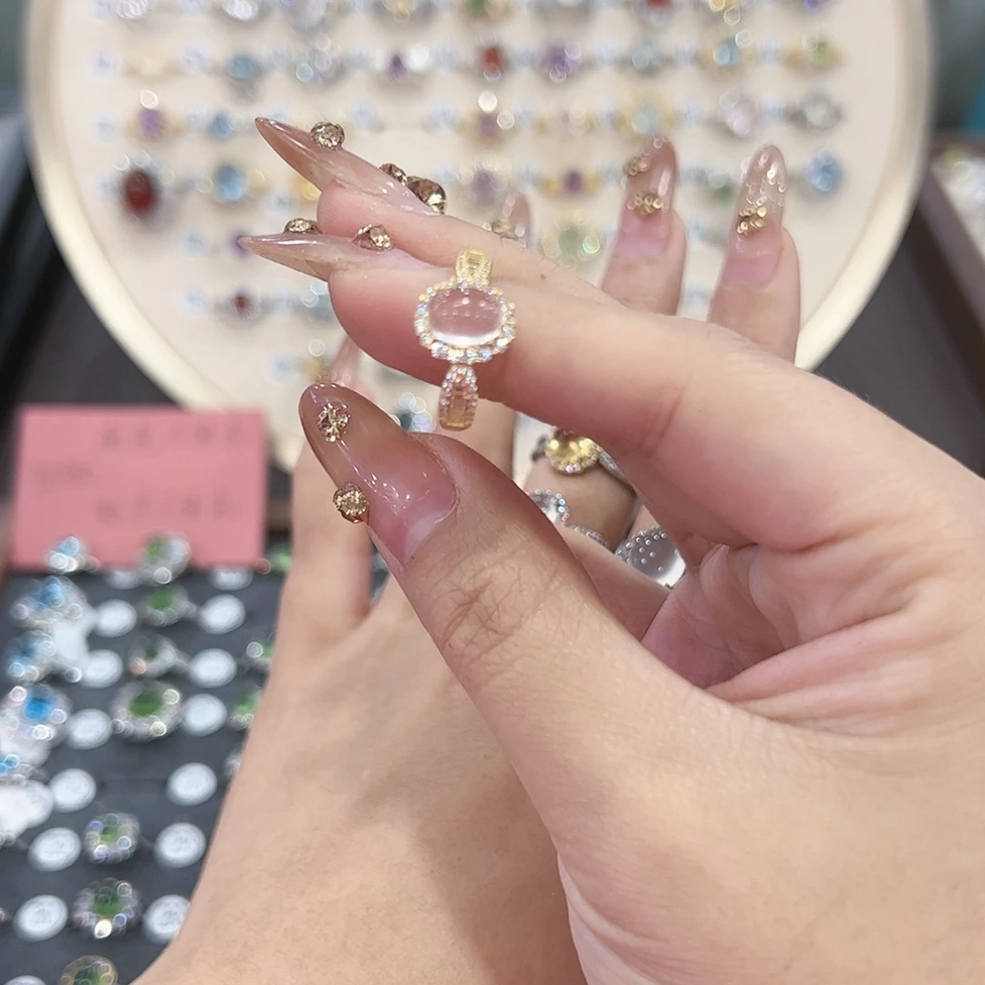 蛇纹石玉戒指银S925镶嵌