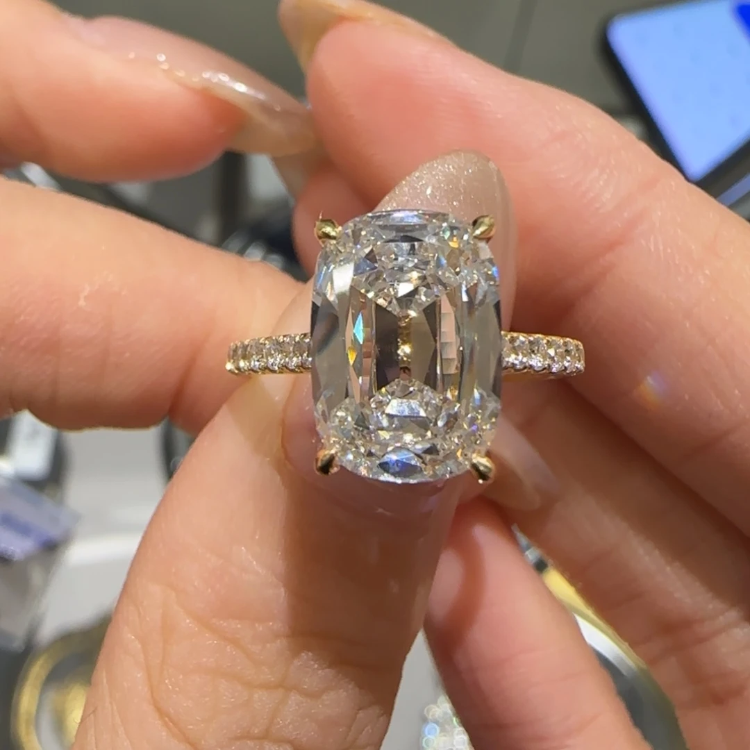 实验室培育钻石18K金镶嵌带钻老矿切4卡