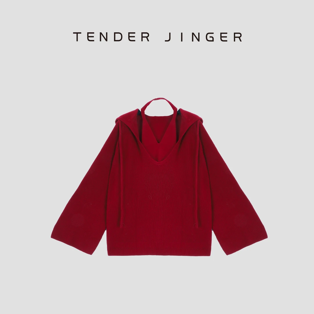 Tender Jinger叠穿两件套深U帽衫挂脖吊带T53DDD41373