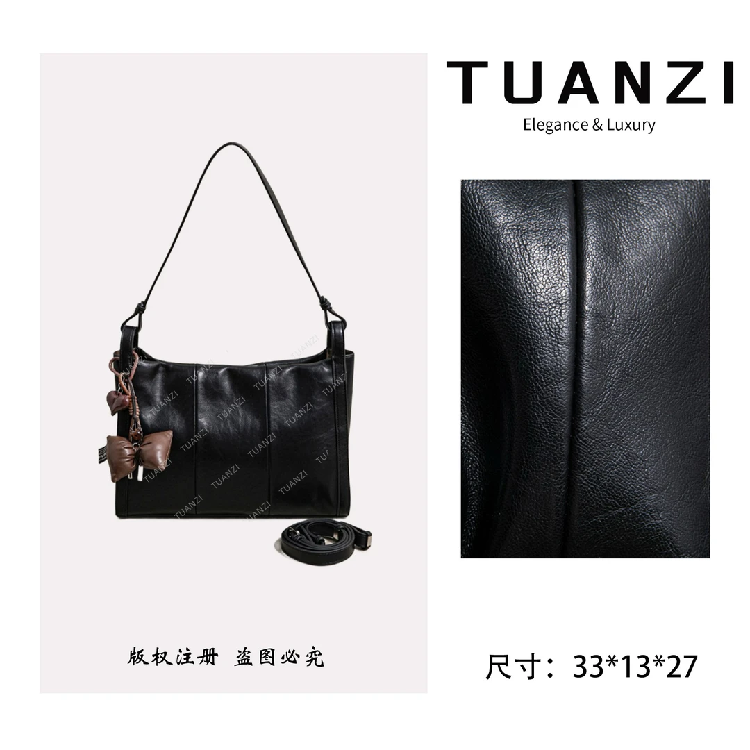 TUANZI『高端玩家』秋冬新款33cm小众设计女包 SK-93107-黑色