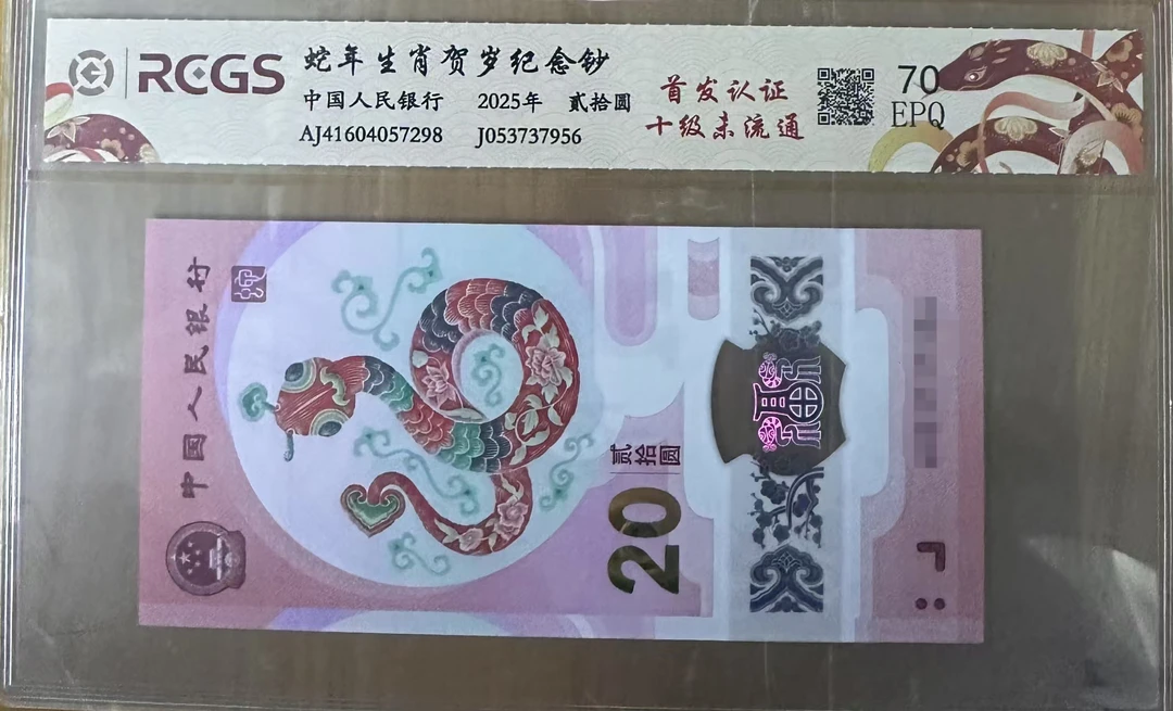 2025年/蛇年纪念钞/鉴定评级