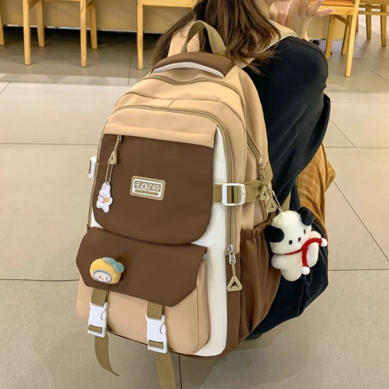 书包女校园风日系女生初中高中生大容量双肩包韩版大学生撞色背包