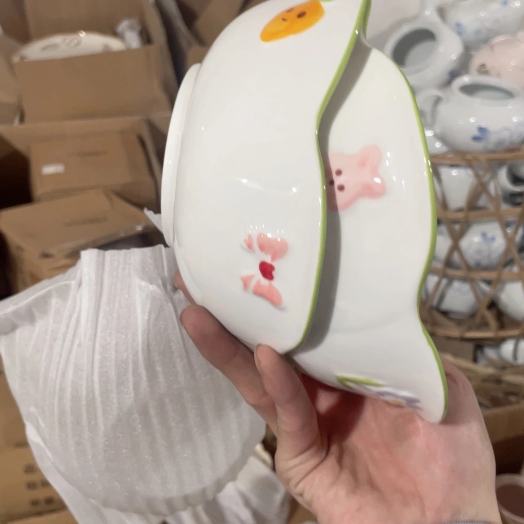 微瑕陶瓷餐具川岛花朵碗6英寸两个装