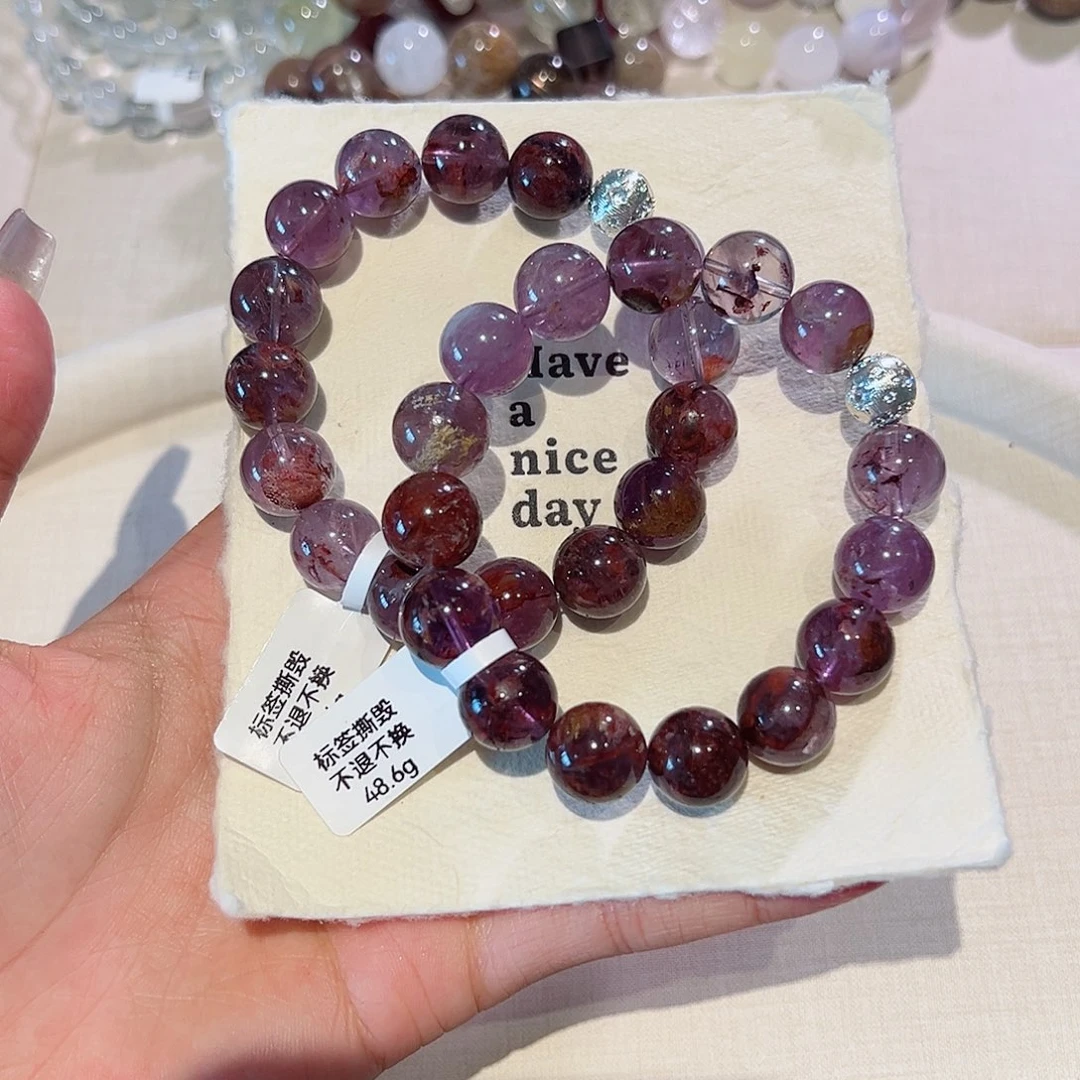 水晶手链未镶嵌毕业紫幽灵13m 无折扣