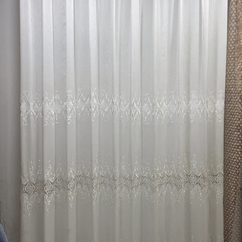 冰川白色刺绣纱5米对开2.63高挂钩款