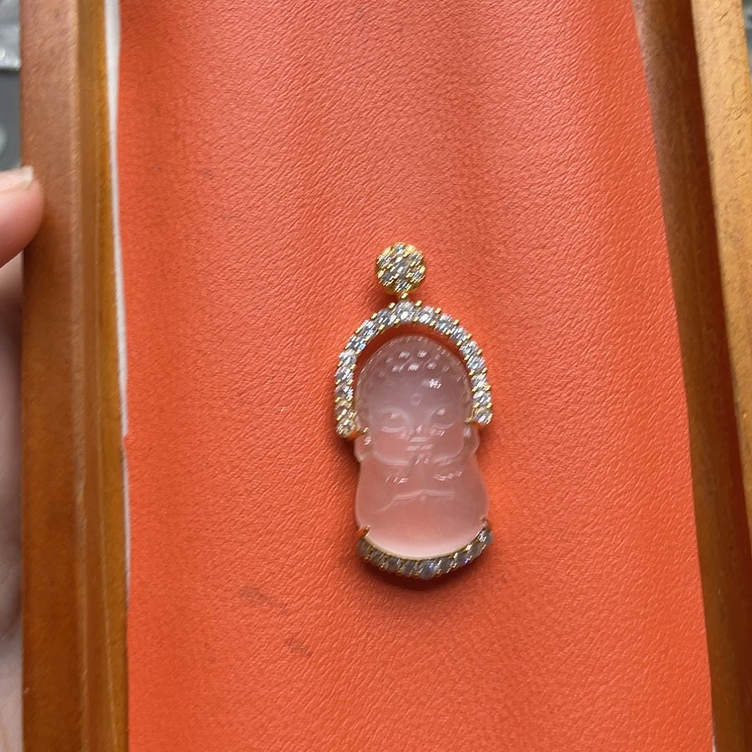 勿***姐石英质玉吊坠银S925镀金镶嵌