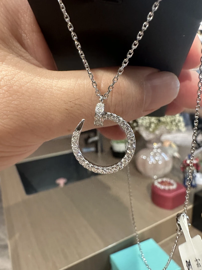 18k金钻石钉子项链