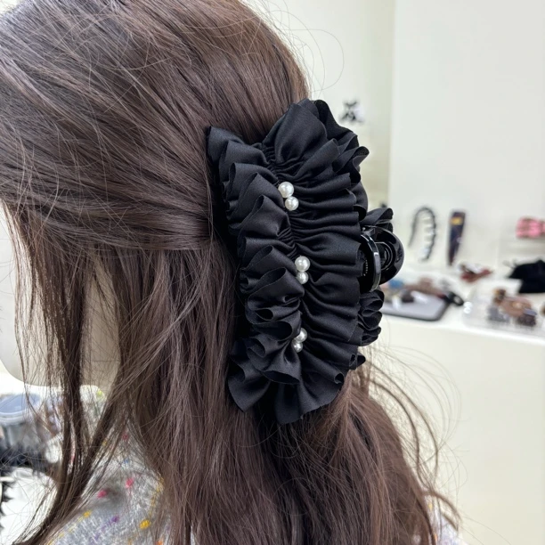 L768波浪缎面抓夹日韩抓夹自然法式发夹