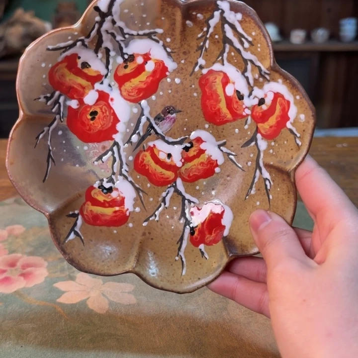 柴烧纯手工手绘陶瓷