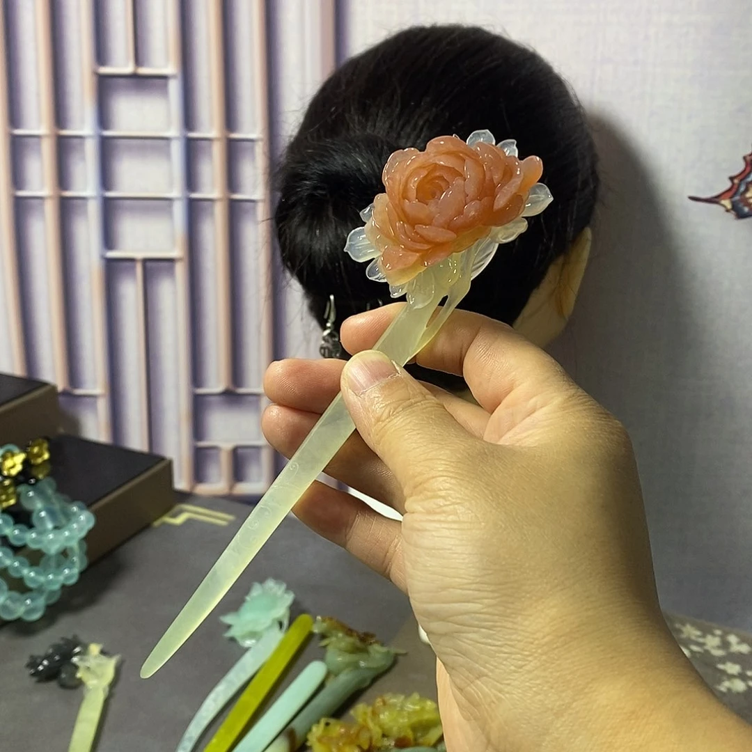 岫玉岫玉发簪未镶嵌