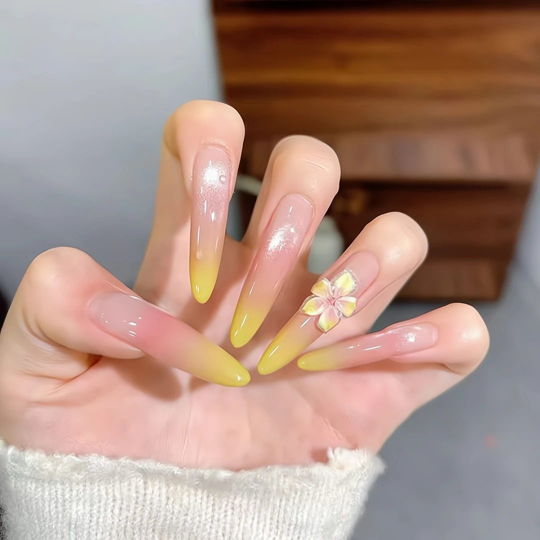 『果汁冰花 』杨枝甘露立体浮雕冰花纯手工美甲穿戴甲