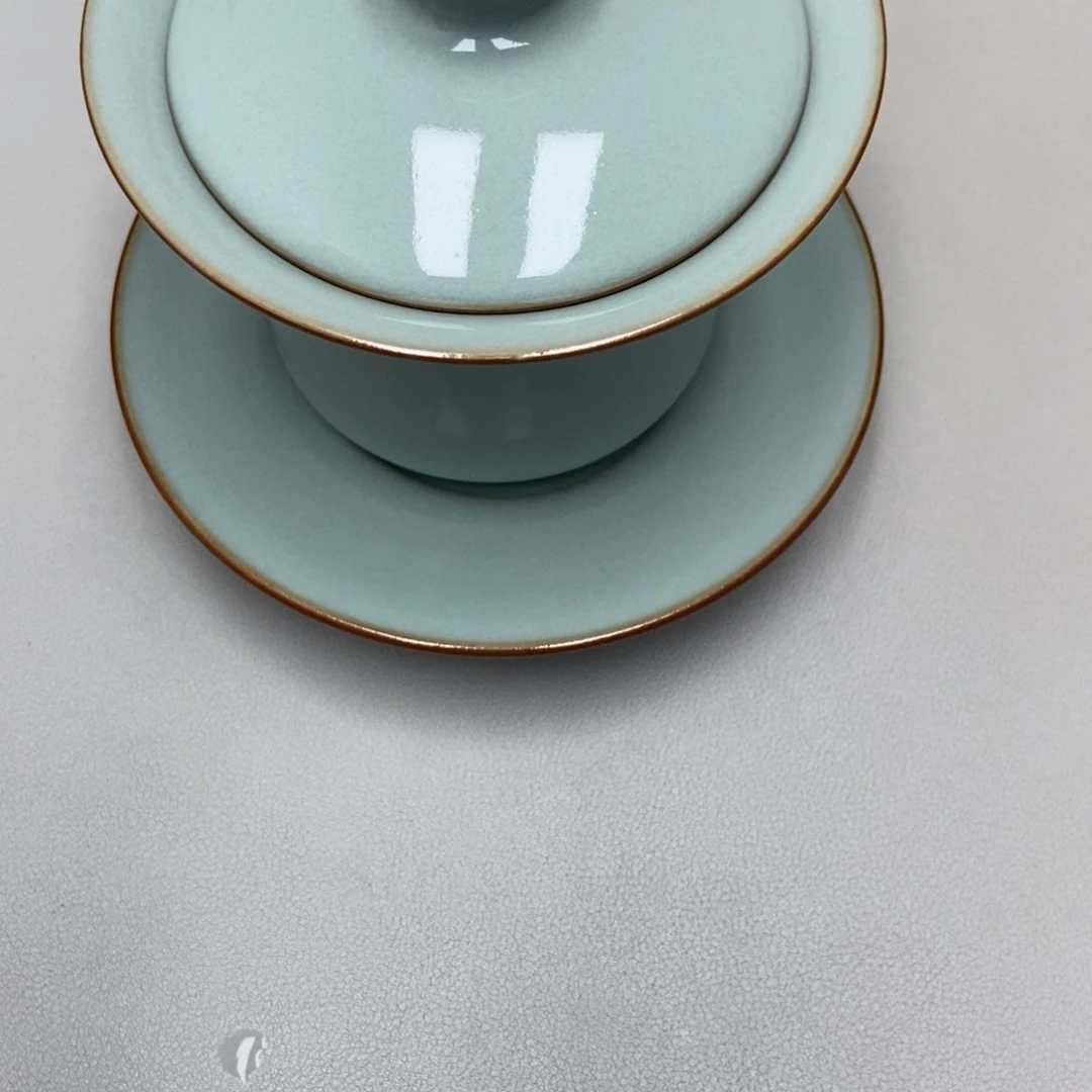 S****o赵琳金边马蹄盖碗不带礼盒送茶巾一条