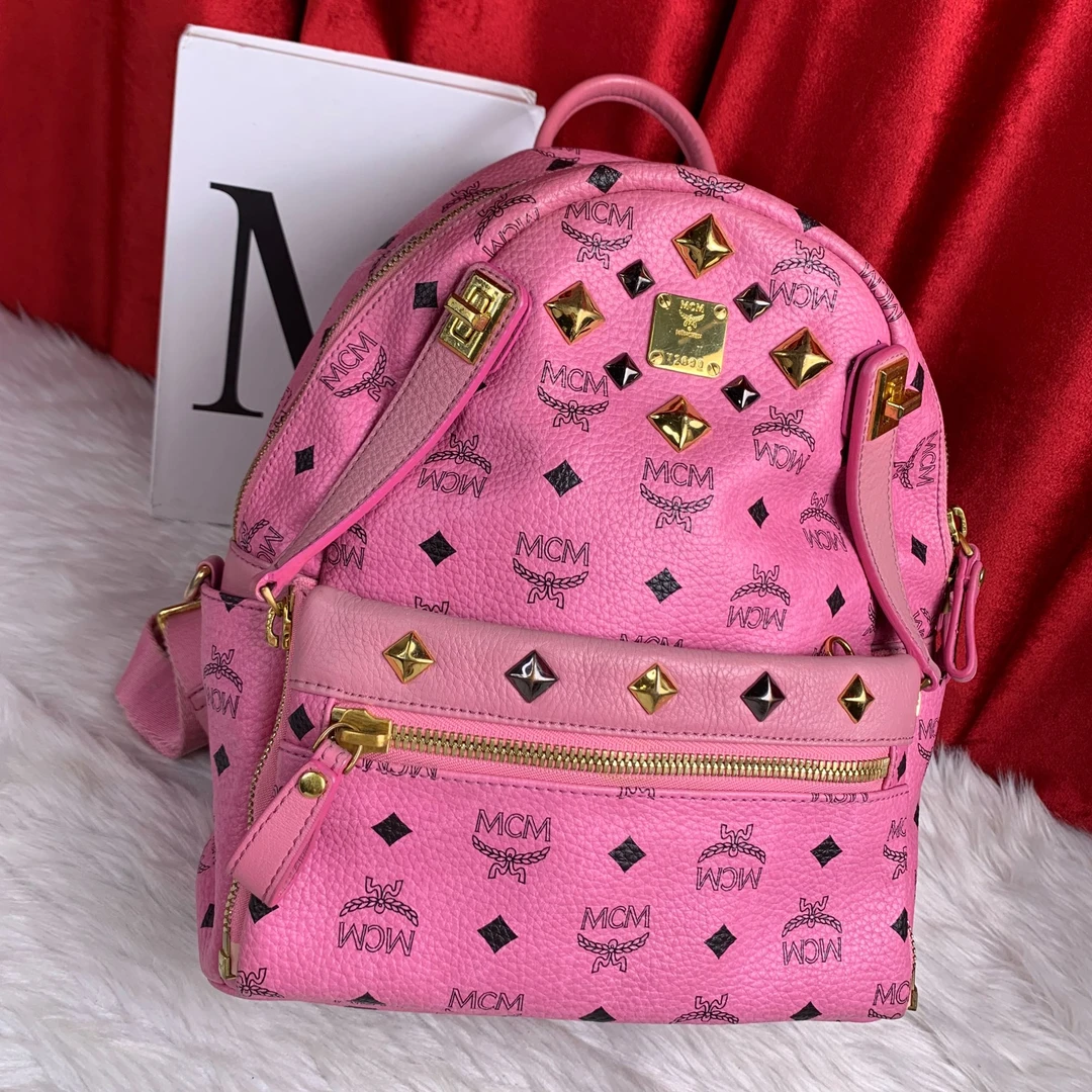 95新 MCM 粉色双肩包/EE09618003/8003