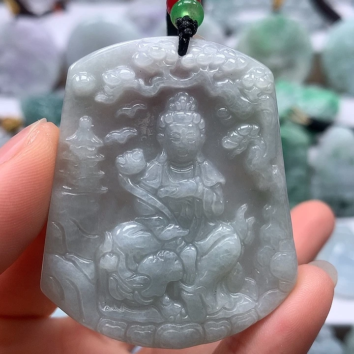 翡翠未镶嵌颈饰文殊菩萨福利