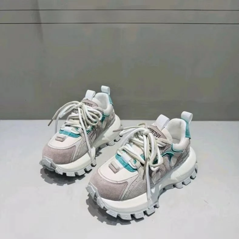 2025新款韩版时尚休闲鞋撞色搭配阿甘鞋百搭厚底复古运动鞋ins潮