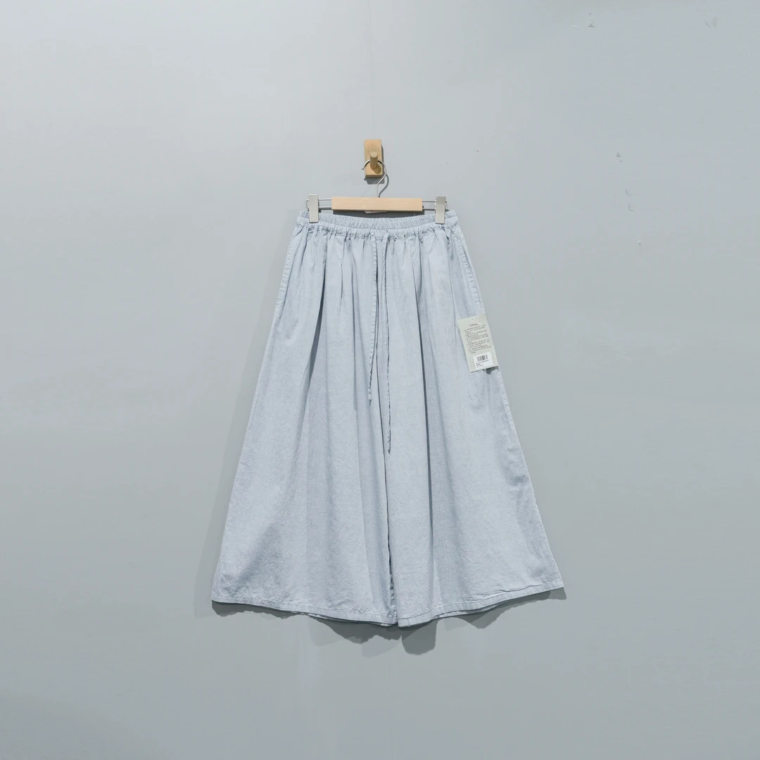 【且听风吟】0214267文艺麻棉复古百搭松紧腰阔腿裤 裤长86臀围142