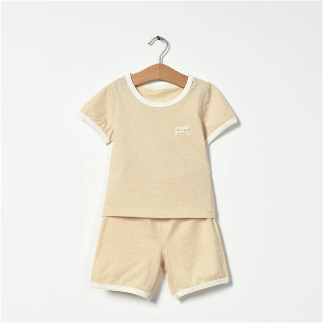 朴素耕纯棉夏季薄款运动风夏季韩版儿童套装女童家居服空调服YD07