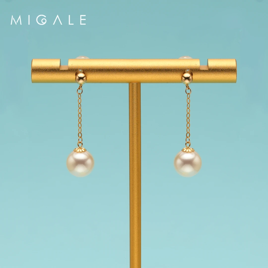 芈伽勒豆款海水羽皇金珍珠耳线 6.5-7mm C956