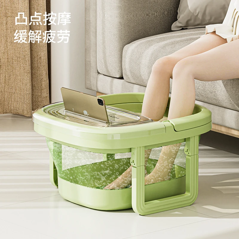 可折叠泡脚桶家用带盖保温加厚足浴盆过小腿按摩洗脚盆宿舍泡脚盆