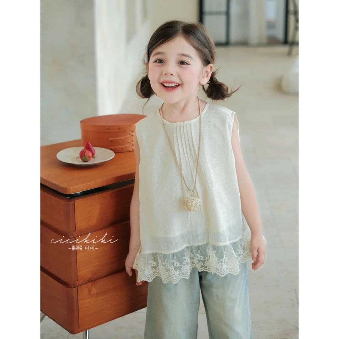 【雪芙尔】2025女童童装夏百搭优雅无袖亲子儿童背心熙熙可可BX2537