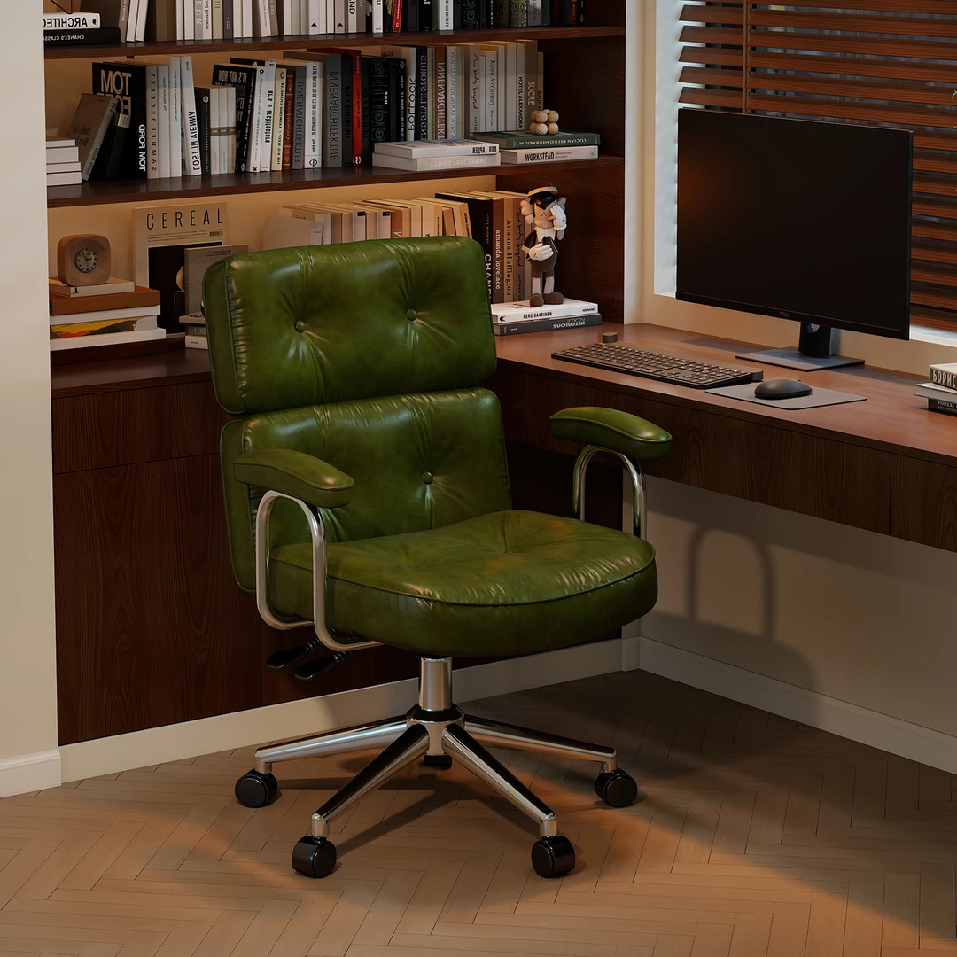 家用轻奢复古电脑椅久坐书桌椅书房办公椅卧室椅化妆靠背转椅休闲