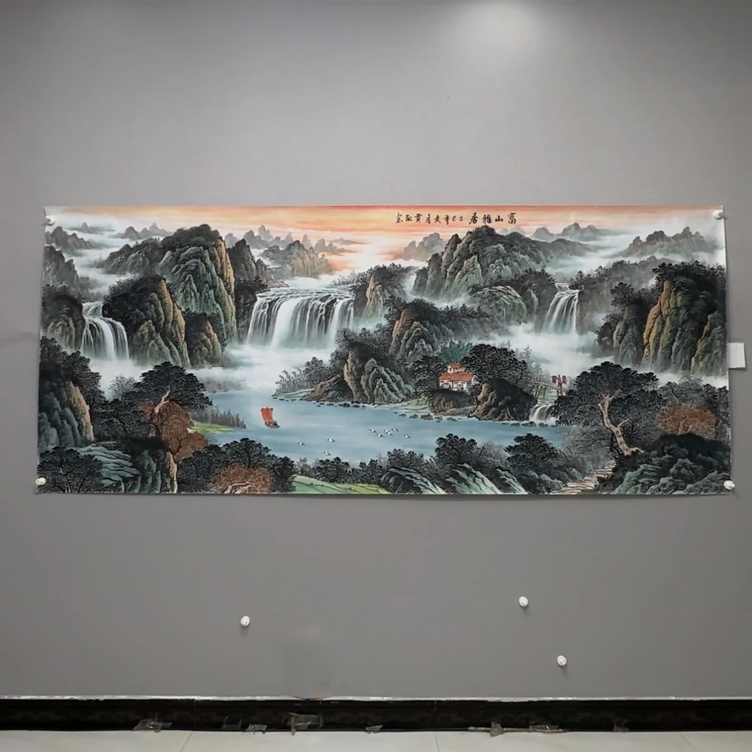 国画精品八尺横幅山水贾敏