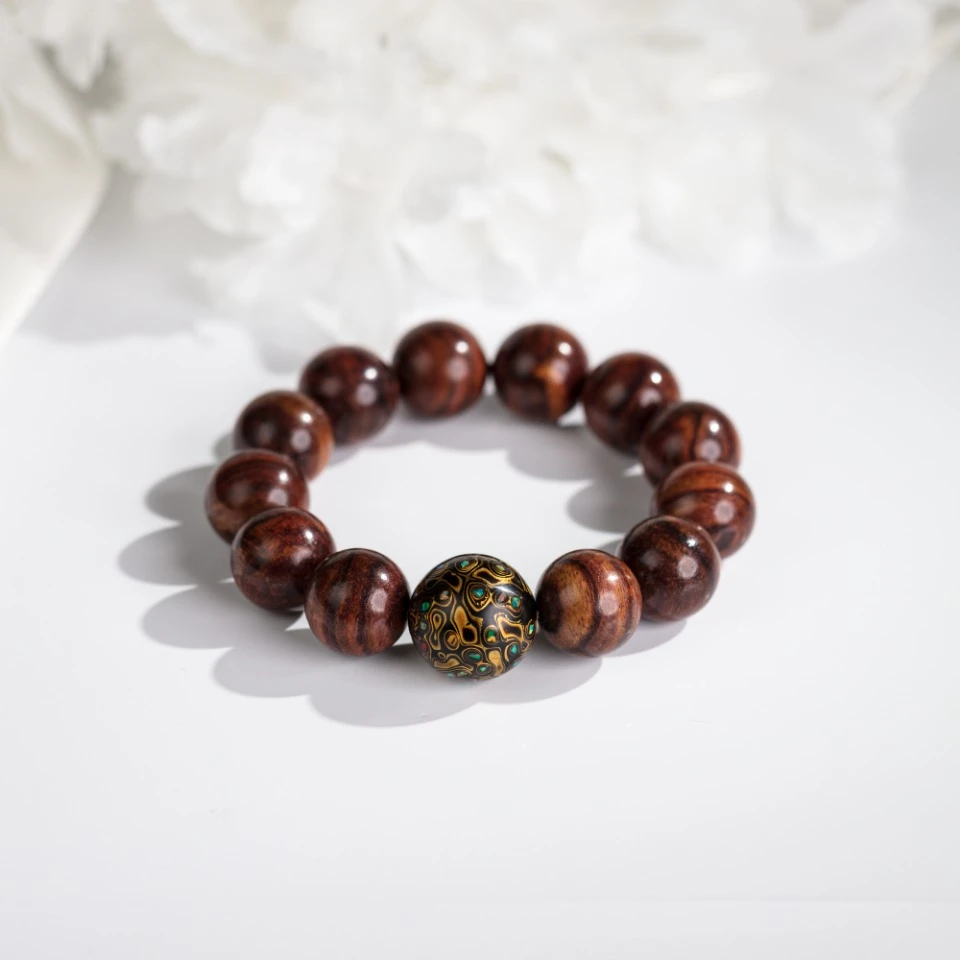 【素商】18mm黄花梨简约大气款手串大漆多样性发