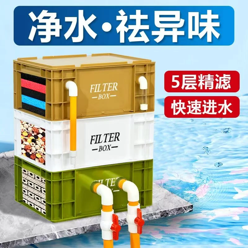鱼缸过滤箱上滤循环系统过滤器三层水循环周转箱外置滴流设备新款