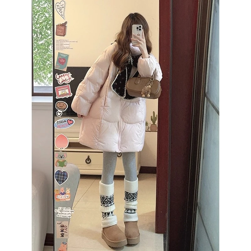 2025冬季新款连帽加厚中长款云朵泡芙90白鸭绒保暖时尚面包服外套