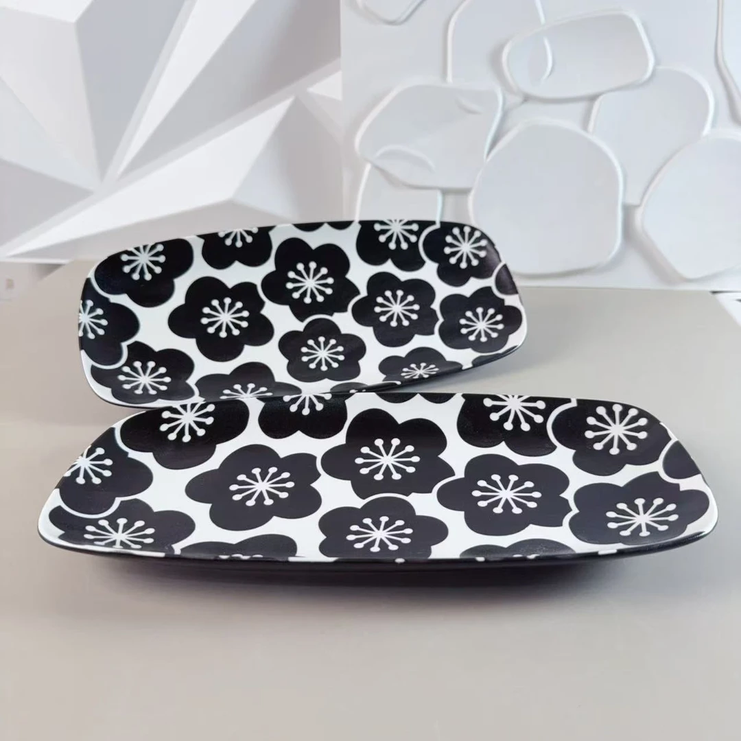 1130水墨玉樱花系列高端隔离釉11.5英寸长盘两只装长29高2.5