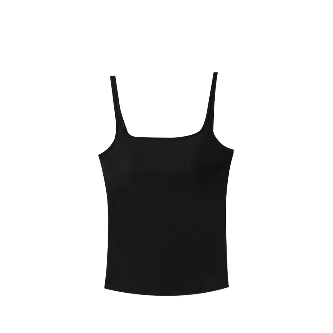 HNLINSHAN【无束】方领乳胶胸垫一体吊带背心BCN2001