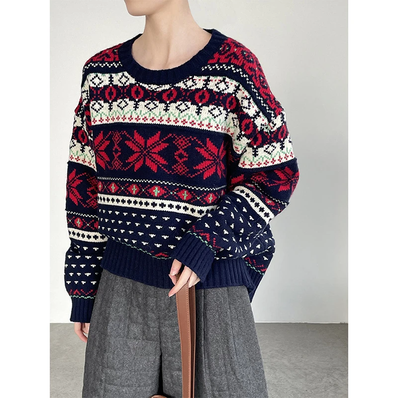 滔川“圣诞氛围感”~韩系复古费尔岛慵懒加厚毛衣MB888