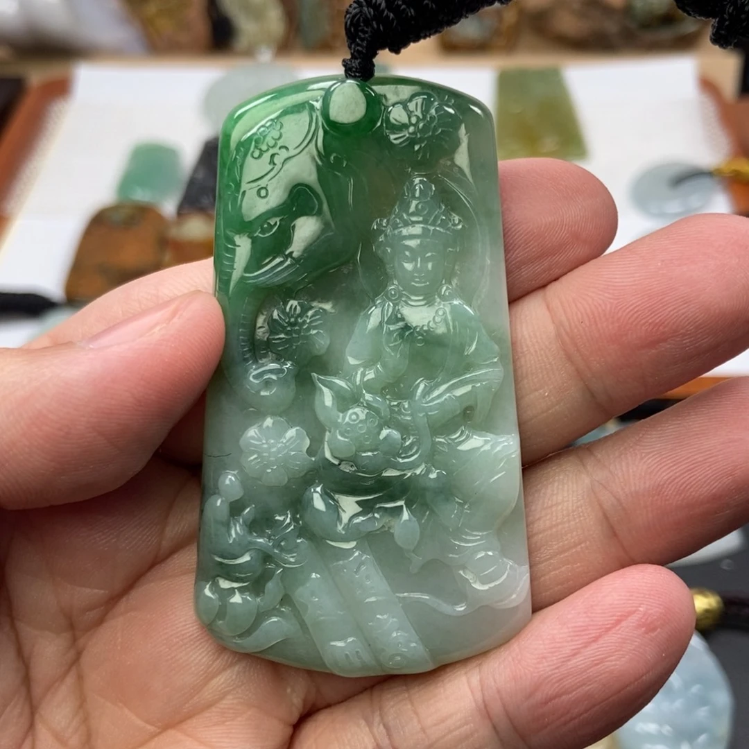 翡翠未镶嵌颈饰普贤 龙蛇  天然缅甸ａ货翡翠