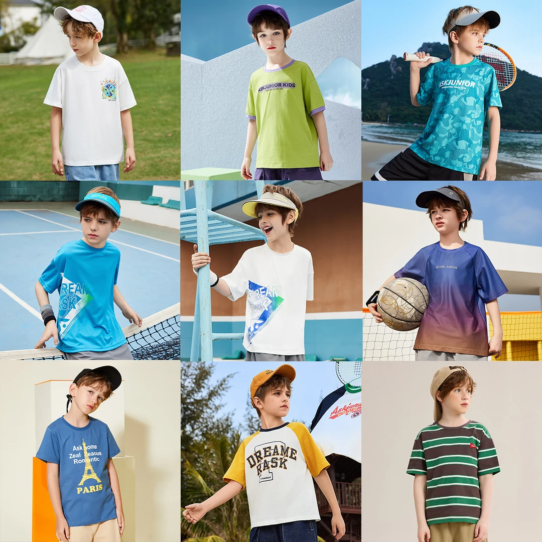ASK JUNIOR【T恤大合集】儿童夏季中大童透气薄款印花打底衫运动风