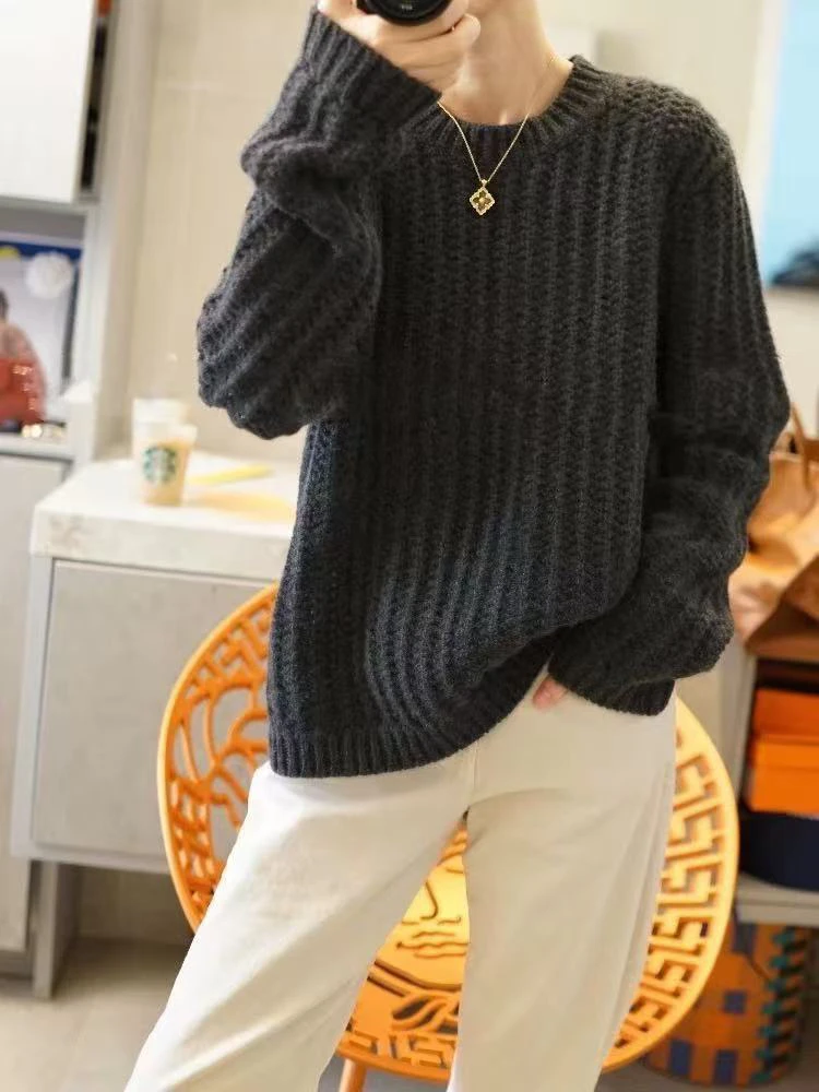 秋冬新款高级感重磅系列气质镂空编织针织衫设计师款毛衣7729