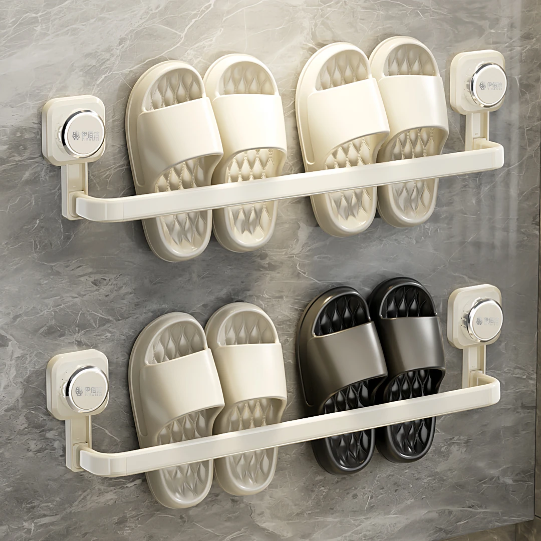 吸盘壁挂拖鞋收纳架卫生间浴室门后拖鞋架凉鞋置物架毛巾杆毛巾架
