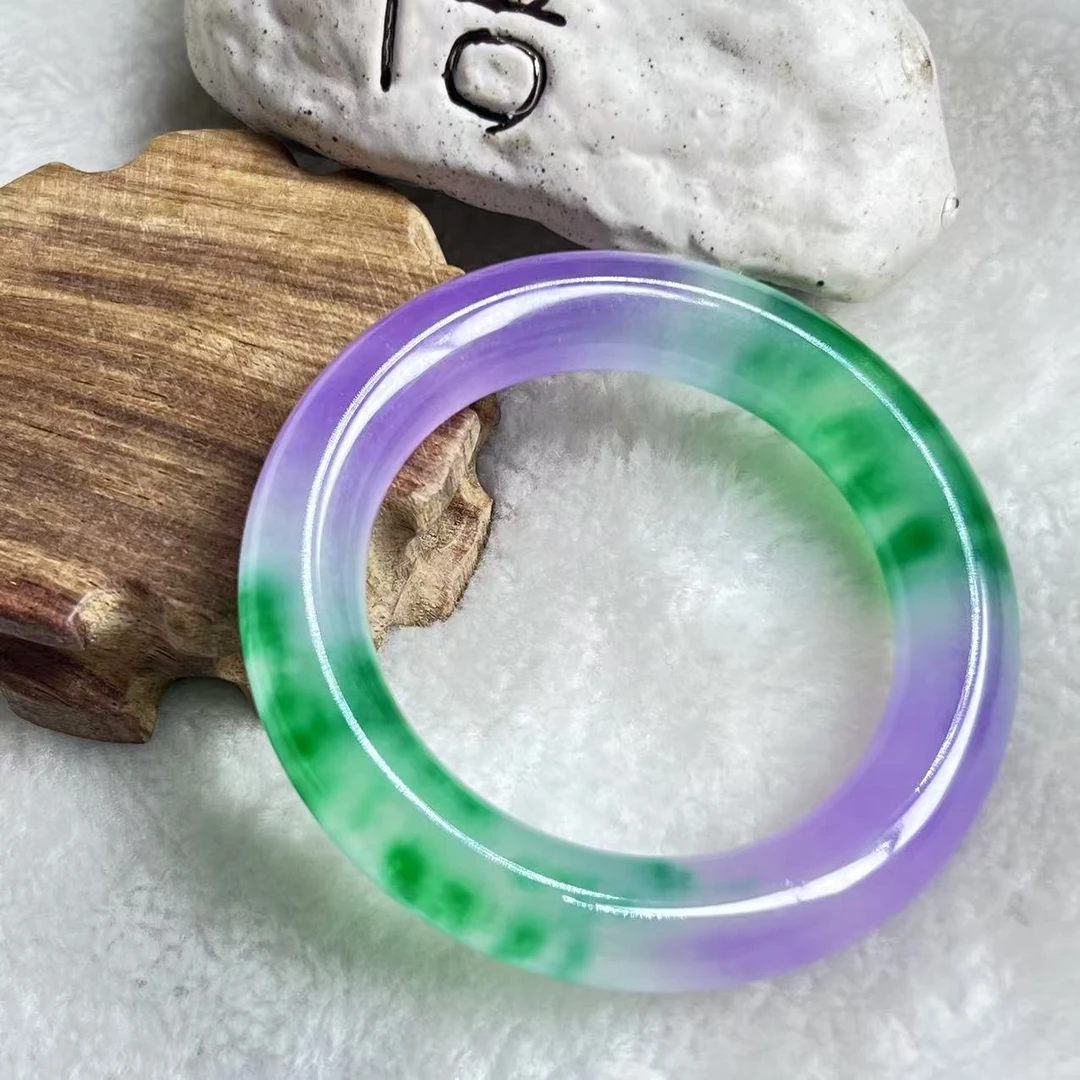 典藏品 紫绿圆条高端手镯美观大气